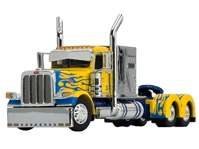 1/64 DCP YELLOW/BLUE PETERBILT 389 W/ 60" MERCURY SLEEPER - Image 1 of 4