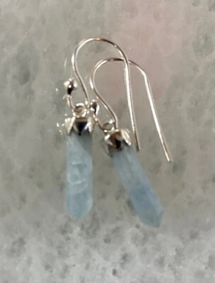 Pendientes aguamarina plata de ley forma cristal  Foto 1 de 4