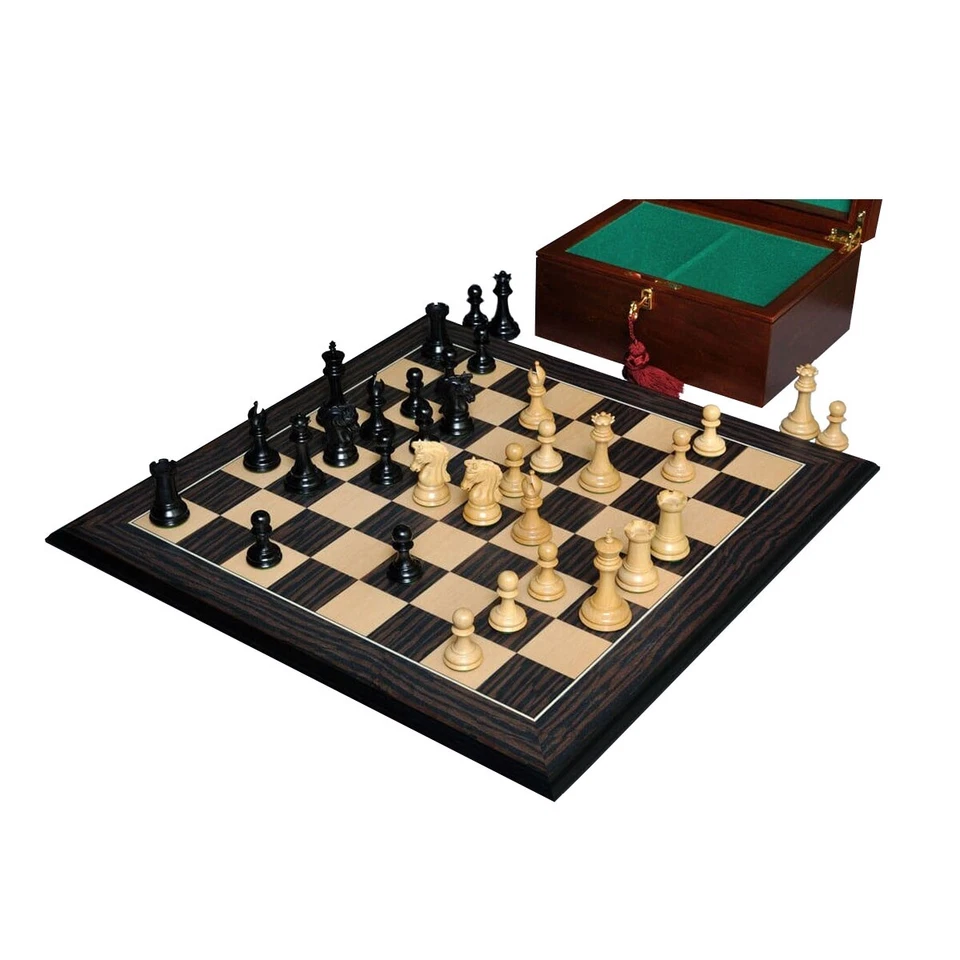 Library Imperial Collector Series Chess Set, Box & Board Combination - Ebony - Image 1 of 4