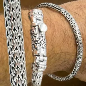 "GEWEBTES GEFLOCHTENES STAMMESSCHLANGENKUNST 925 STERLINGSILBER HERRENARMBAND 8,6"" 9" - Bild 1 von 11