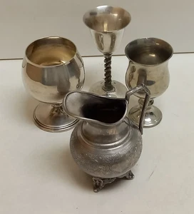 Silver Plated Items Goblets Jug Collection of 4 Pieces Vintage - Picture 1 of 17