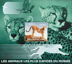 CENTRAL AFRICA THE FASTEST ANIMALS IN THE WORLD STAMPS SS 2014 MNH CHEETAH WILD - Picture 1 of 1