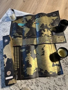 2 x Scratch Off Weltkarte Europakarte Schwarz Gold Zum Aufkratzen Poster - Bild 1 von 6