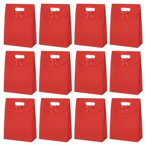 12 piezas bolsas de regalo 8,3 x 2,8 x 6 pulgadas bolsa de envoltura de regalo con asas de cinta de lazo rojo - Imagen 1 de 7