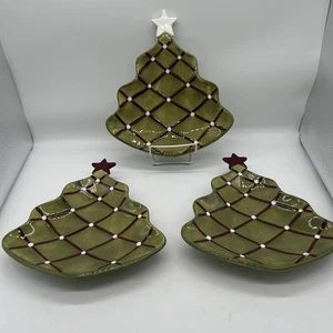 Pottery Barn “Season’s Greetings” Christmas Tree Plates – Set of 3  - Picture 1 of 14