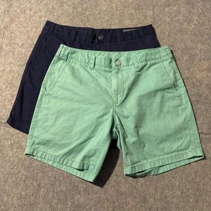 Bonobos Chino Shorts Mens 32x7 Inseam Lot Of 2 Green Blue Flat Front Casual - Picture 1 of 11