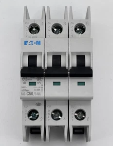 NUEVO Disyuntor de unidad de 3 polos Eaton FAZ-C50/3-NA, 50A, 240V, curva de disparo C - Imagen 1 de 5