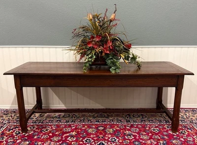 Antique French Country Farm Dining Table Farmhouse Baker's Table Drawer Oak - Image 1 of 4