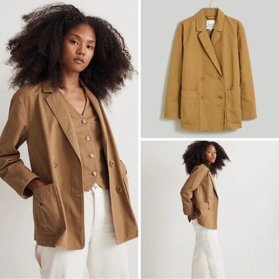 NWT Madewell Crossover Brown Blazer size 2XL Preppy Cotton Plus Size Jacket  - Image 1 of 4