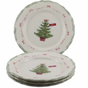 Matceramica Christmas Tree Dinner Plates Set of 4 Made in Portugal Stoneware - Picture 1 of 3