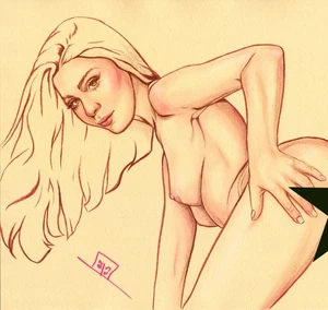 Akt Zeichnung art print signed drawing realism pencil Druck kinky kunst druck A4 - Bild 1 von 2