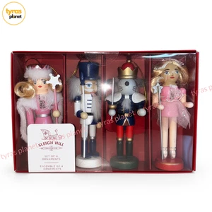 Schlitten Hill Trading Co Nussknacker Maus König Holz Ornamente Weihnachten 4er Set - Bild 1 von 6