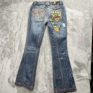 Antik Denim Monroe Bootcut Schlagjeans Gr. 27 bestickt selten Blumen Herbst Fit - Bild 1 von 15