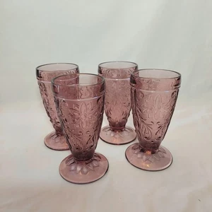 Set of 4, Indiana Glass, Tiara Sandwich Amethyst Iced Tea Glasses - Picture 1 of 5
