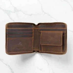 Visconti RFID Blocking Zip Around Distressed Oil Leather Wallet Gift Boxed - 702 - Picture 1 of 60