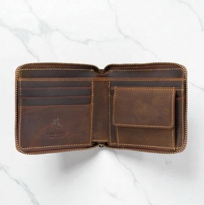 Visconti RFID Blocking Zip Around Distressed Oil Leather Wallet Gift Boxed - 702 - Image 1 of 4