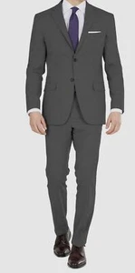 $495 DKNY Men's Gray Modern Fit Stretch Solid Jacket Pants 2 Piece Suit Size 42L - Picture 1 of 9