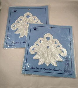 CROWN ORIGINALS ST LOUIS RECORTE INC Apliques de Encaje Novia NUEVO STOCK ANTIGUO x 2 - Imagen 1 de 10