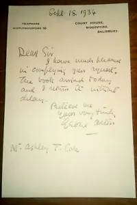 Major-General SIR George Grey Aston Autograph (1861-1938) - Signed Letter - Picture 1 of 4