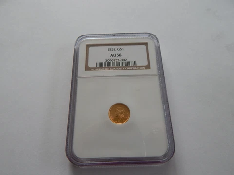 1852 Gold $1 AU58 NGC Cover