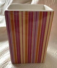 FTD 6” Multistripe Colorful Circus Colors Rectangular Ceramic Planter Vase