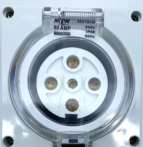 50 AMP Three Phase IP66 Weatherproof 5 Pin Socket Outlet 415v Industrial 3 Pole - Picture 1 of 10