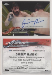 2018 Topps Chrome UFC Fighter Auto Gold Refractor /50 Jimmie Rivera #FA-JR Auto