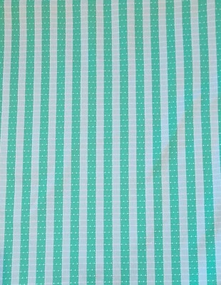 Vintage Green and White Stripe Poly Knit Fabric 1+ Yard - Image 1 of 3