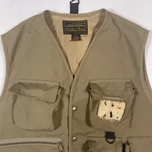 Gilet pesca a mosca Eddie Bauer vintage anni 80 cotone marrone uomo grande outdoor utility cargo - Foto 1 di 7