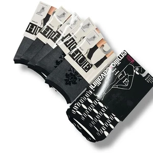 Womens Hue Flocked Brocade Socks Black 5 Pair With Emilio Geo Net Tights M/ L - Picture 1 of 3