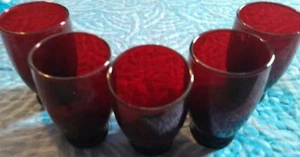 5 Ruby Red Anchor Hocking Juice Glasses 3 3/4" Tall Nice Preowned Condition - Picture 1 of 6