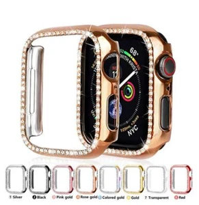 Bling Diamonds Case Fo Apple Watch PC Protective Bumper Face 38 40 42 44 41 45mm - Picture 1 of 16