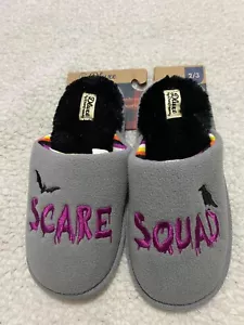 Dluxe by Dearfoams Mujer Tamaño 2/3 "Scare Squad" Espuma viscoelástica gris Zapatilla de vellón - Imagen 1 de 8