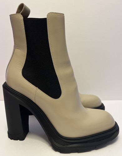 Stivaletti Alexander McQueen beige pelle tacco a pedale nuovi taglia 40