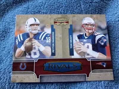TOM BRADY / PEYTON MANNING 2008 DONRUSS GRIDIRON GEAR #R-2 RIVALS #292/500  - Image 1 of 2
