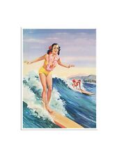 Retro Hawaii Surfing Poster Vintage Hawaiian Art Print 20x30" H1603