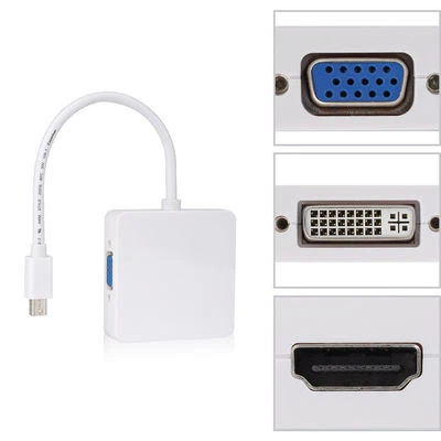 3in1 Mini DisplayPort to DVI VGA HDMI Converter for MS Microsoft Surface Pro 3 2 - Image 1 of 4