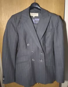 karen millen suit size 10 Jkt, 12 Trousers Grey Pinstripe 100% Wool - Picture 1 of 6
