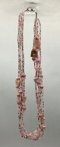 Plastic Beaded 7 Strand 8” Pink Chocker Necklace - Picture 1 of 4