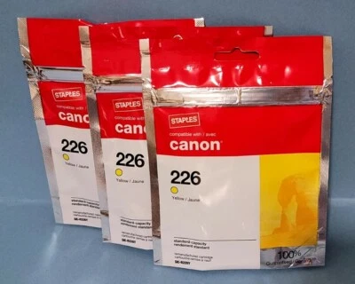 3 Packs - COMPATIBLE Canon CLI-226 Yellow Ink Cartridges - SEALED - Image 1 of 4