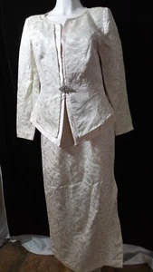 Tuta elegante vintage Cachet by Bari Protas arazzo avorio donna tg 10 set 2pz - Foto 1 di 23