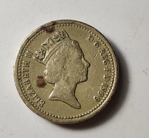 Old One pound coin 1990 WYF I'M GWLAD PLEIDIOL Antique Coin Vintage #440F - Picture 1 of 5