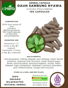 [idHerb] Herbal CAPSULES Gynura Procumbens Daun Sambung Nyawa Natural Organic - Picture 1 of 3