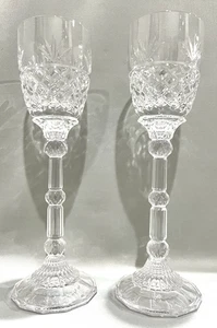 RARE-5th Avenue Crystal-Goblet-Chalice-Votive Candle Holder-12.75"-24% Lead-Pair - Picture 1 of 19