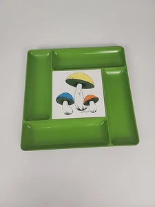 Vintage Japan grüner Pilz von Michel Serviertablett Keramikfliese Platte Retro - Bild 1 von 11