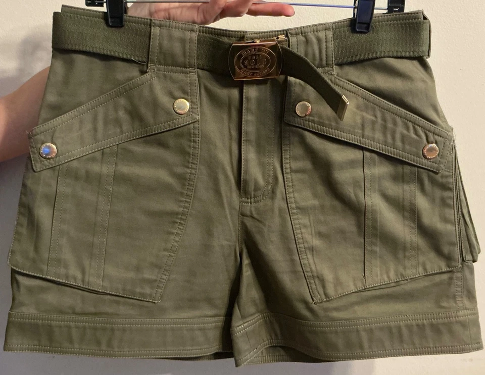 Pantalones cortos cargo Marc By Marc Jacobs para mujer con cinturón talla 10 bolsillos grandes verde oliva Foto 1 de 4