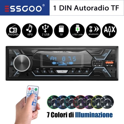 Autoradio 1 DIN Mit FM Fernbedienung Freisprecheinrichtung AUX Bluetooth USB SD - Bild 1 von 4