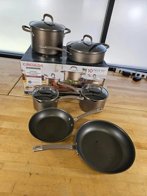 10 PIECE - Circulon Premier Professional Hard-Anodized Cookware Pot Pan Lid Set - Image 1 of 4