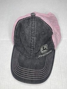 John Deere Grey and Pink Mesh Adjustable Snapback (faded) Baseball Trucker Hat - Picture 1 of 7