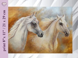 Arabian horses print 8x11. L/E of an oil painting. Two elegant horses. Signed. - Picture 1 of 4